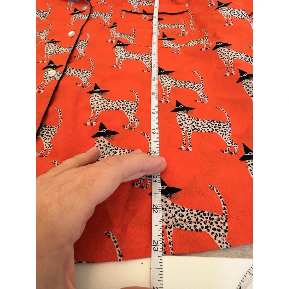 Bouffants & Broken Hearts Orange Leopard Cheetah Witch PJs Shorts Halloween SzL
